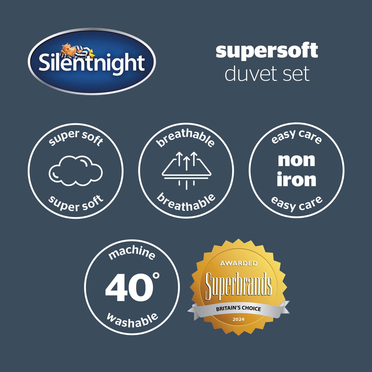 Silentnight Supersoft Natural Gingham Non-Iron Duvet Set