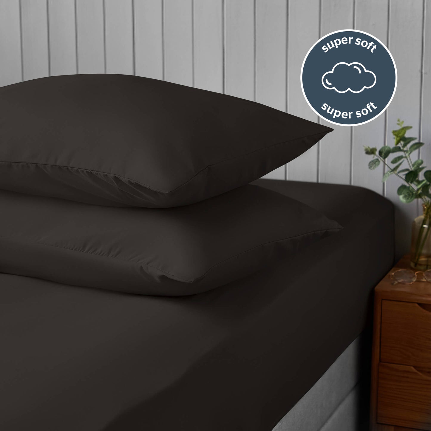 Silentnight Supersoft Black Housewife Pillowcase Pair