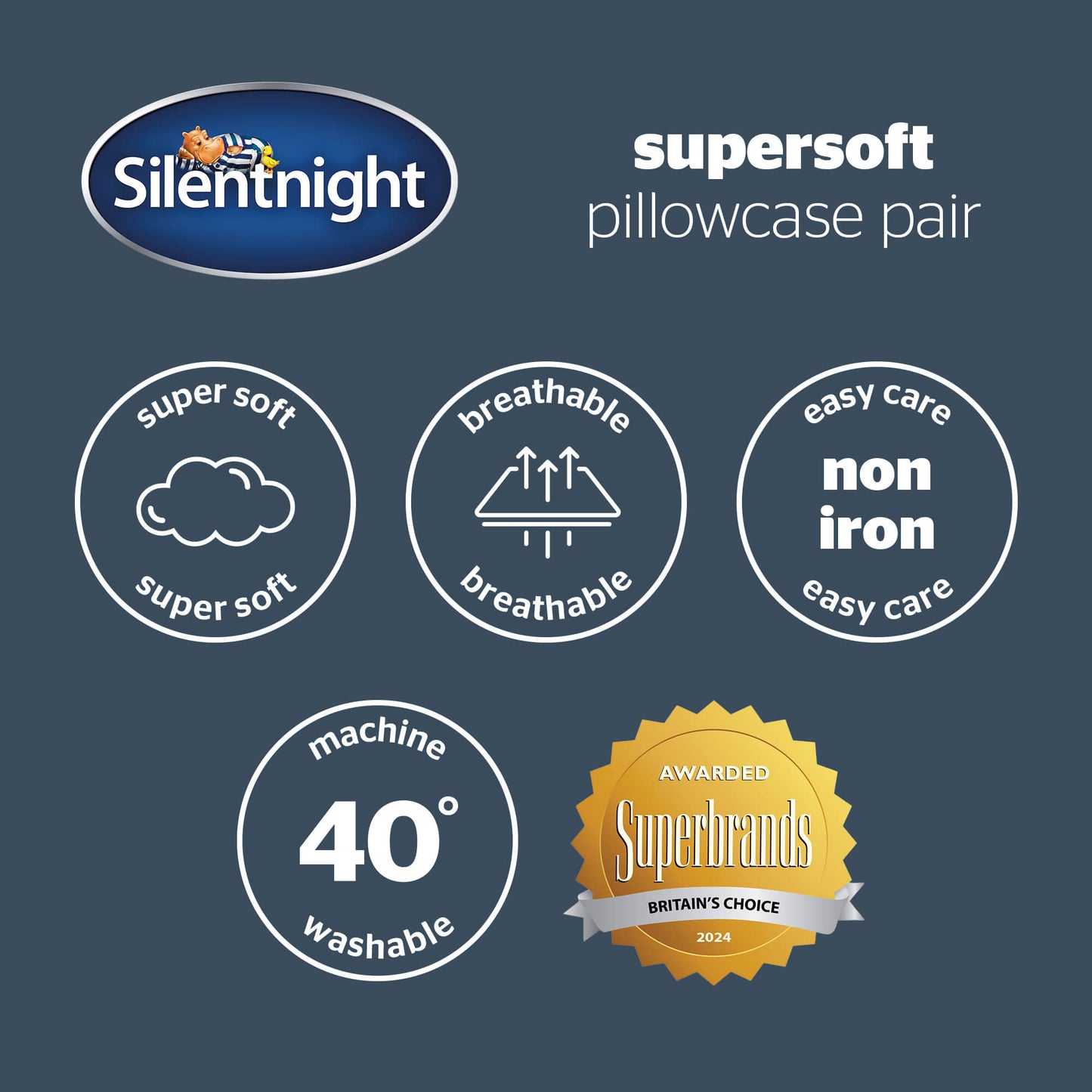 Silentnight Supersoft Natural Housewife Pillowcase Pair