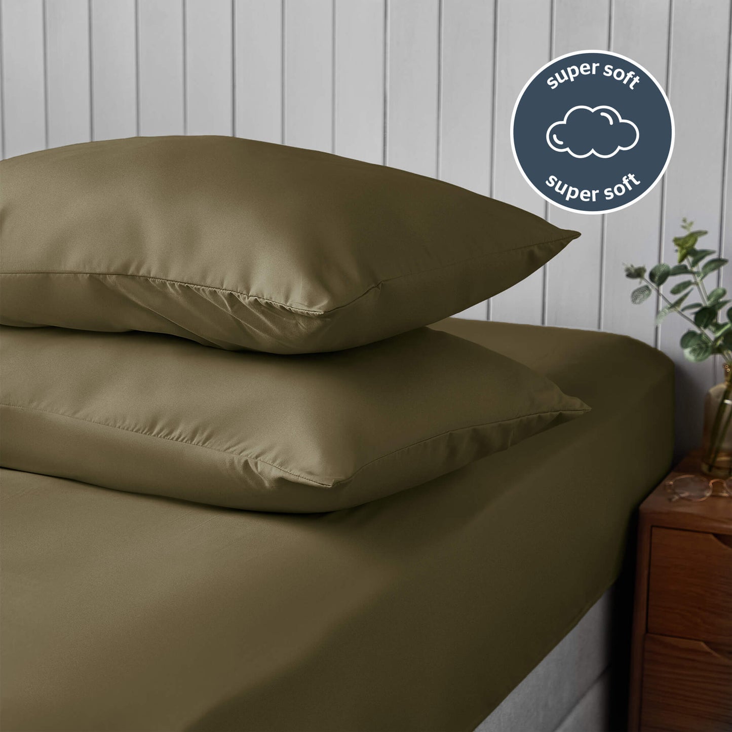Silentnight Supersoft Olive Housewife Pillowcase Pair