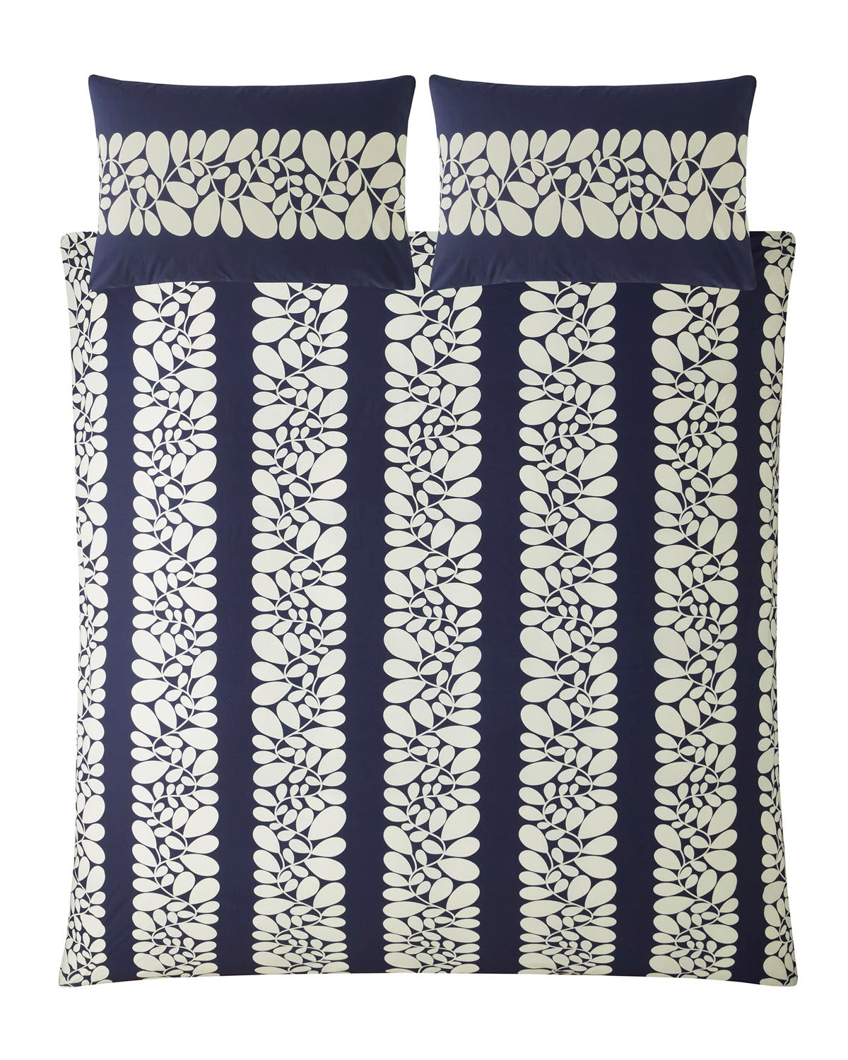 Orla Kiely Sycamore Stripe Space Navy Blue Cotton Duvet Set