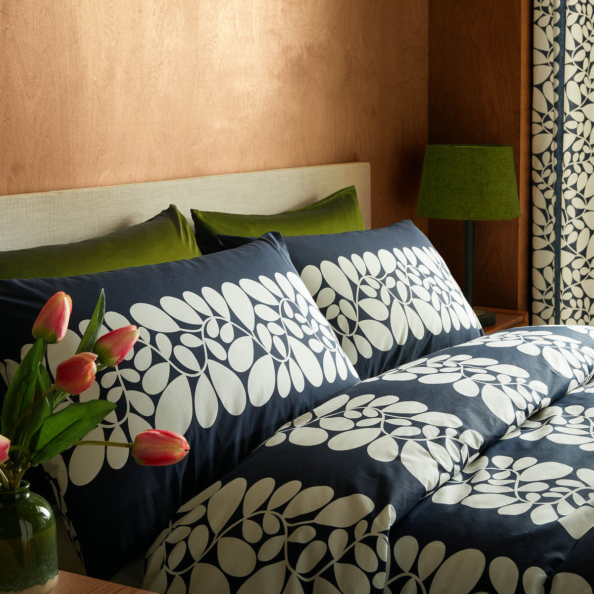 Orla Kiely Sycamore Stripe Space Navy Blue Cotton Duvet Set