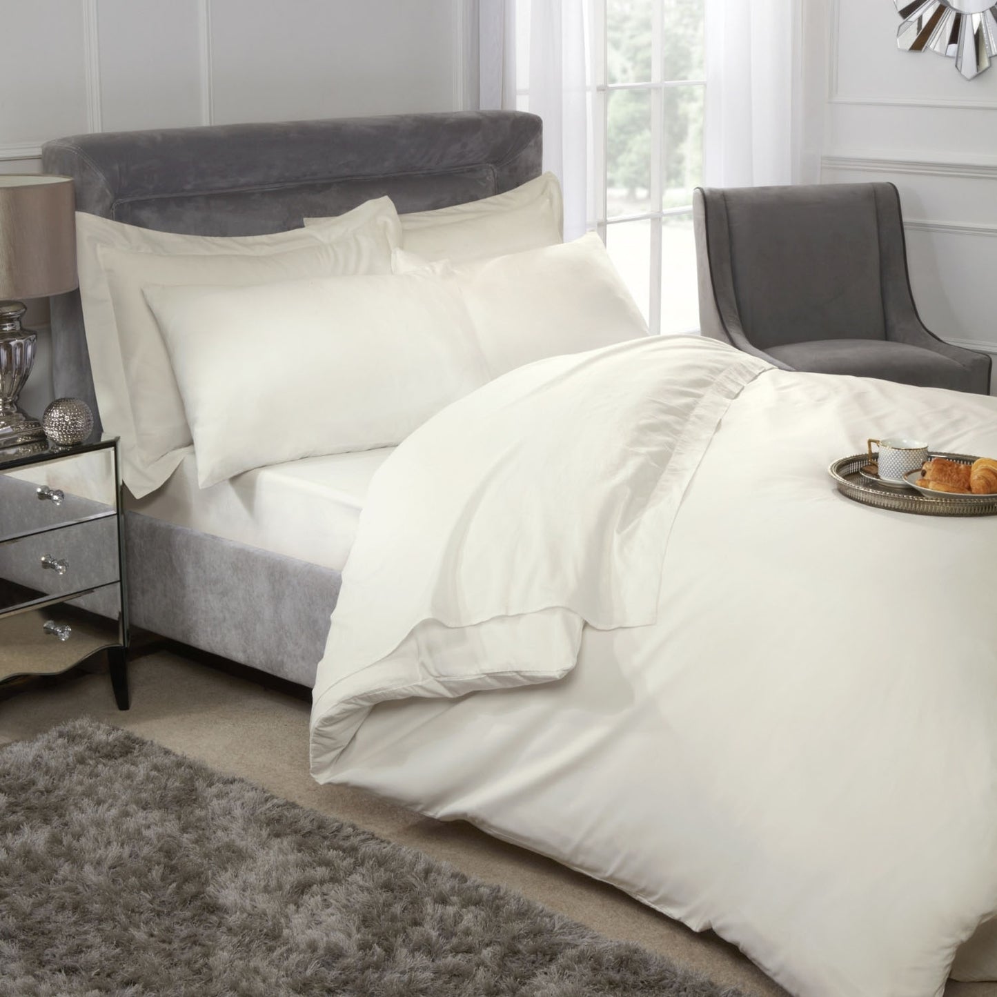 400 Thread Count Cotton Cream Deep Fitted Sheet