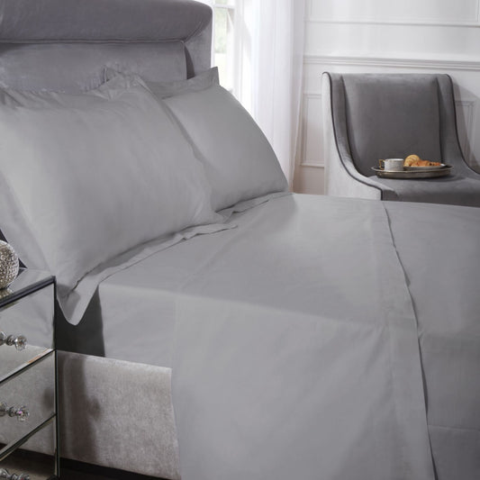 400 Thread Count Silver Grey Cotton Flat Sheet