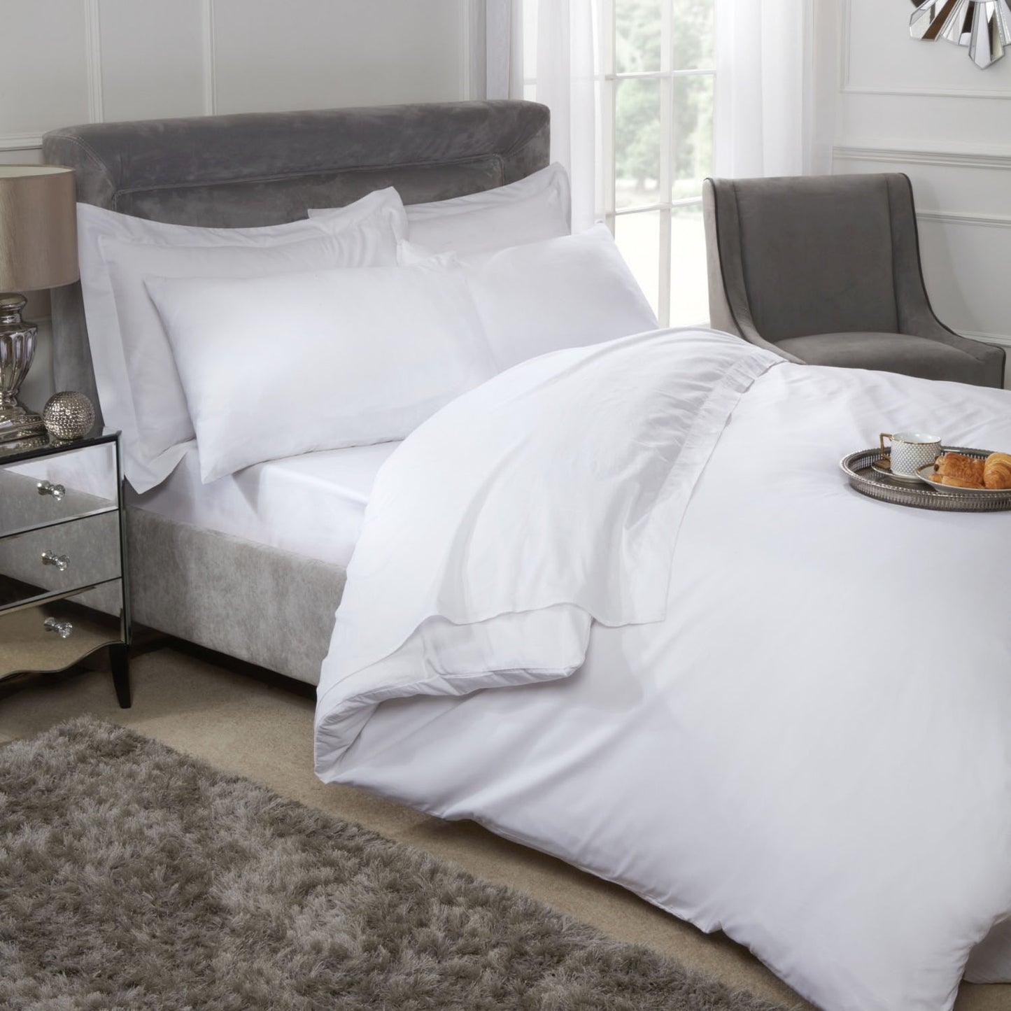 400 Thread Count White Cotton Deep Fitted Sheet
