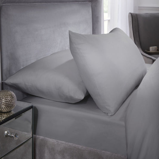 400 Thread Count Silver Grey Cotton Pillowcases (Pair)