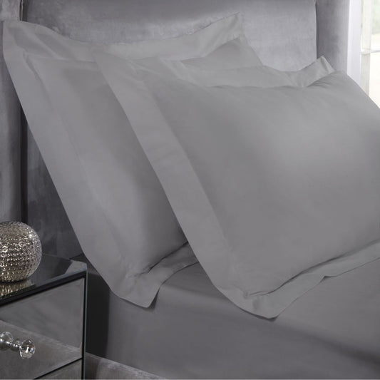 400 Thread Count Silver Grey Cotton Oxford Pillowcases (Pair)