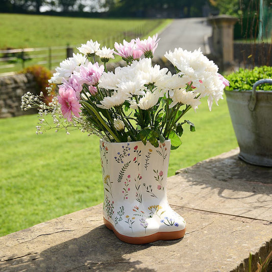 The Cottage Garden Floral Wellies Vase