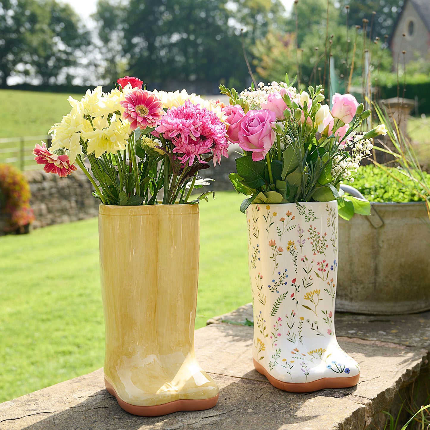 The Cottage Garden Large Yellow Wellies Vase