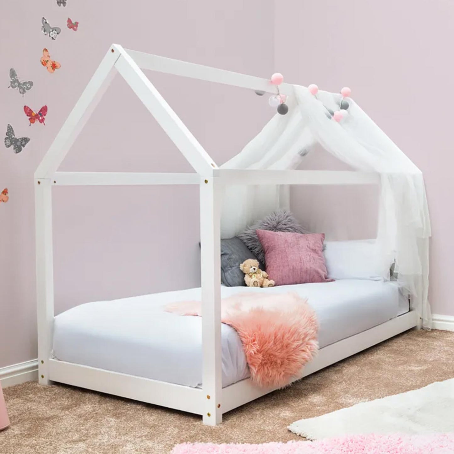 Treehouse Kids White Wooden Bed