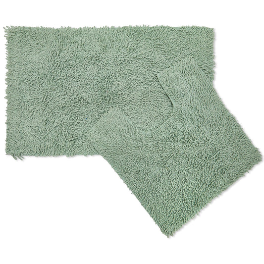 Tumble Twist Green Pure Cotton 2 Piece Bath Mat Set