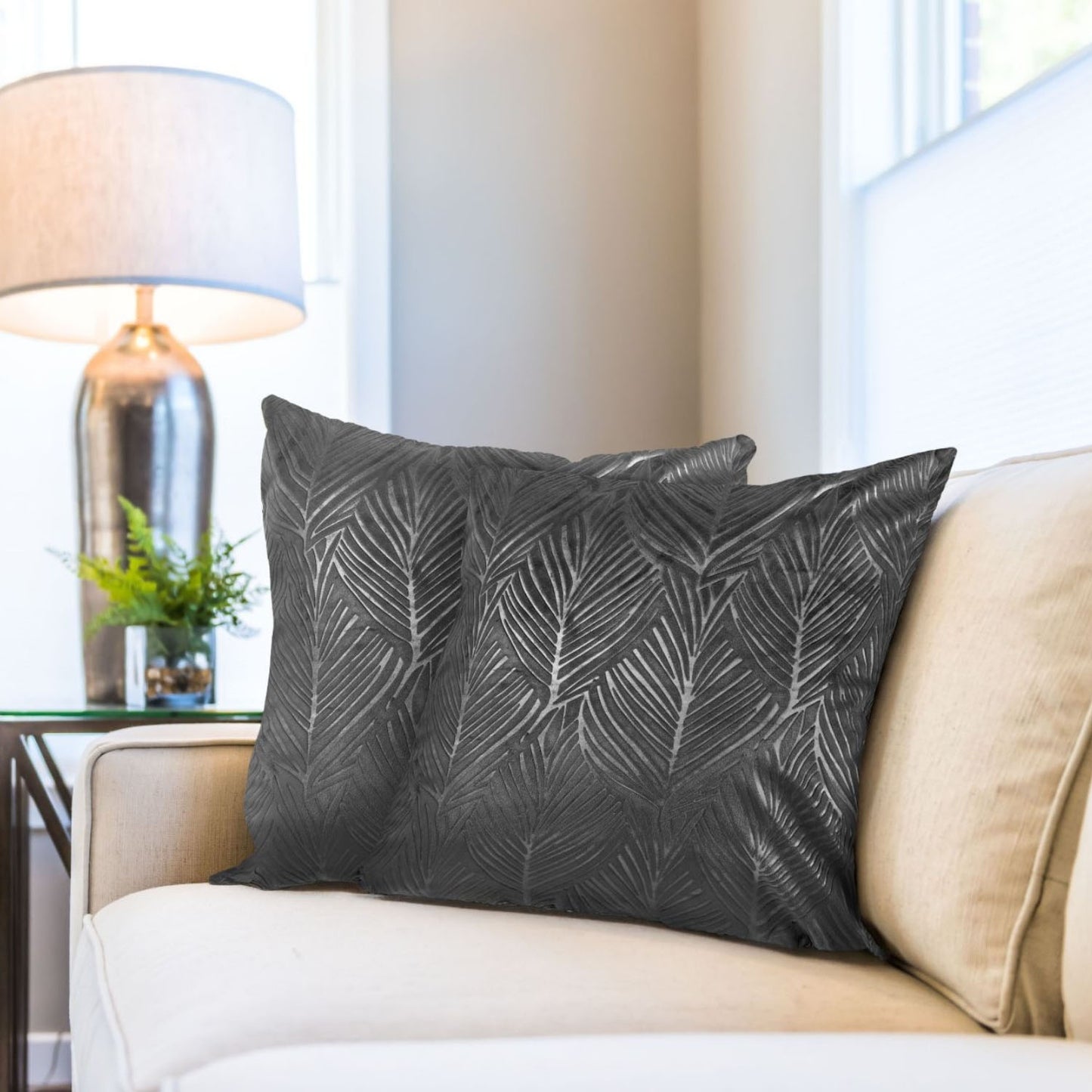 Twilight Charcoal Grey Velvet Cushion Covers (Pair)