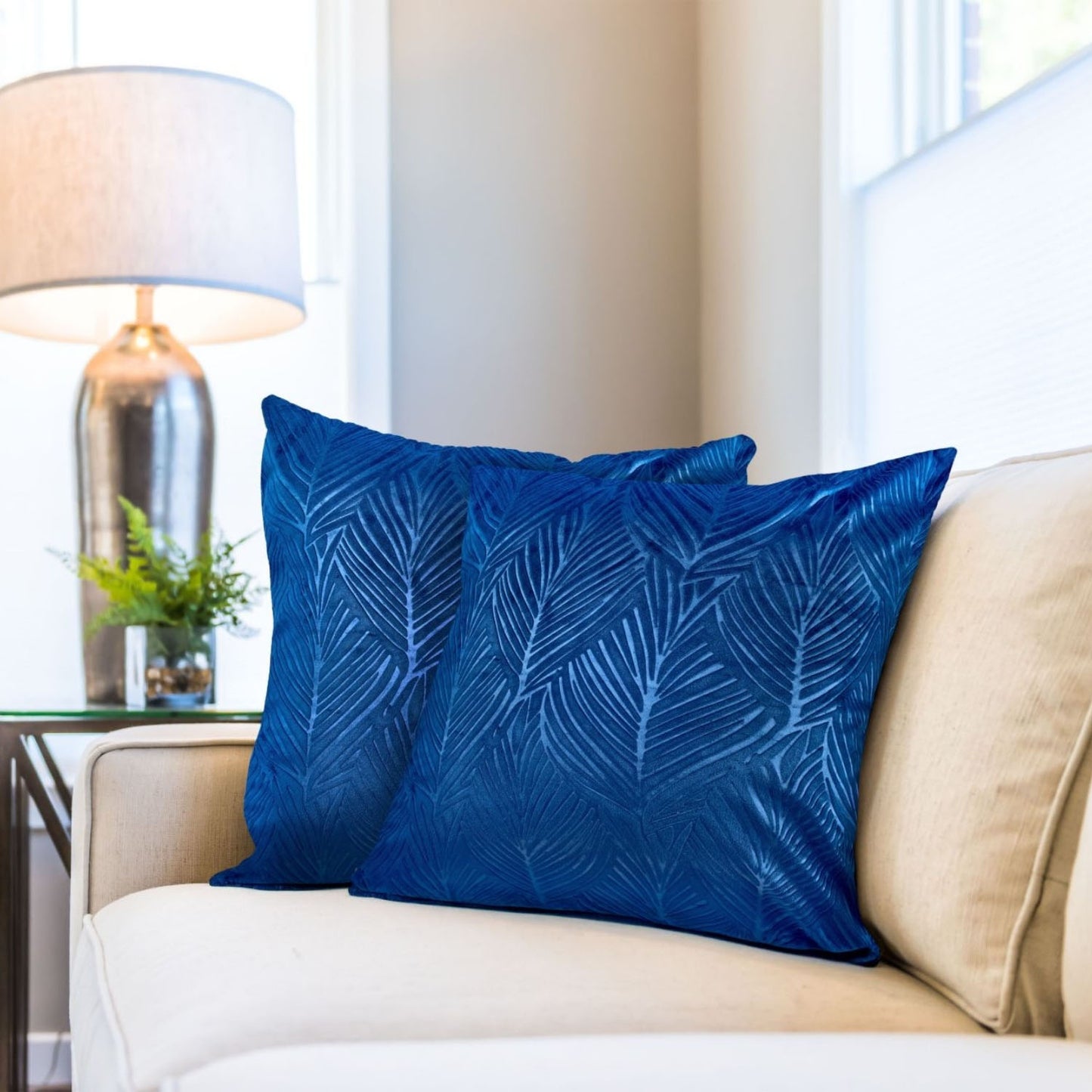 Twilight Navy Blue Velvet Cushion Covers (Pair)