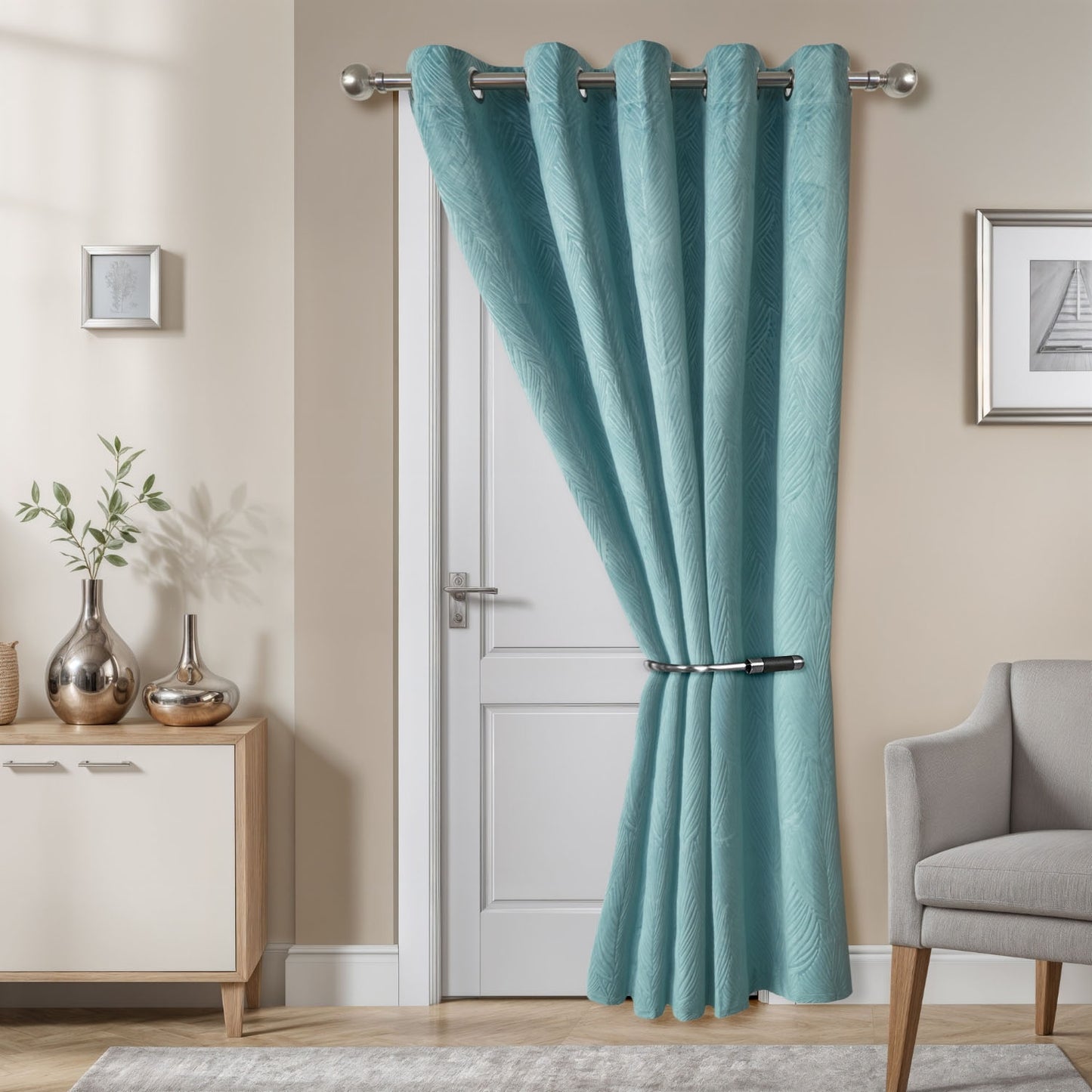 Twilight Duck Egg Velvet Door Curtain