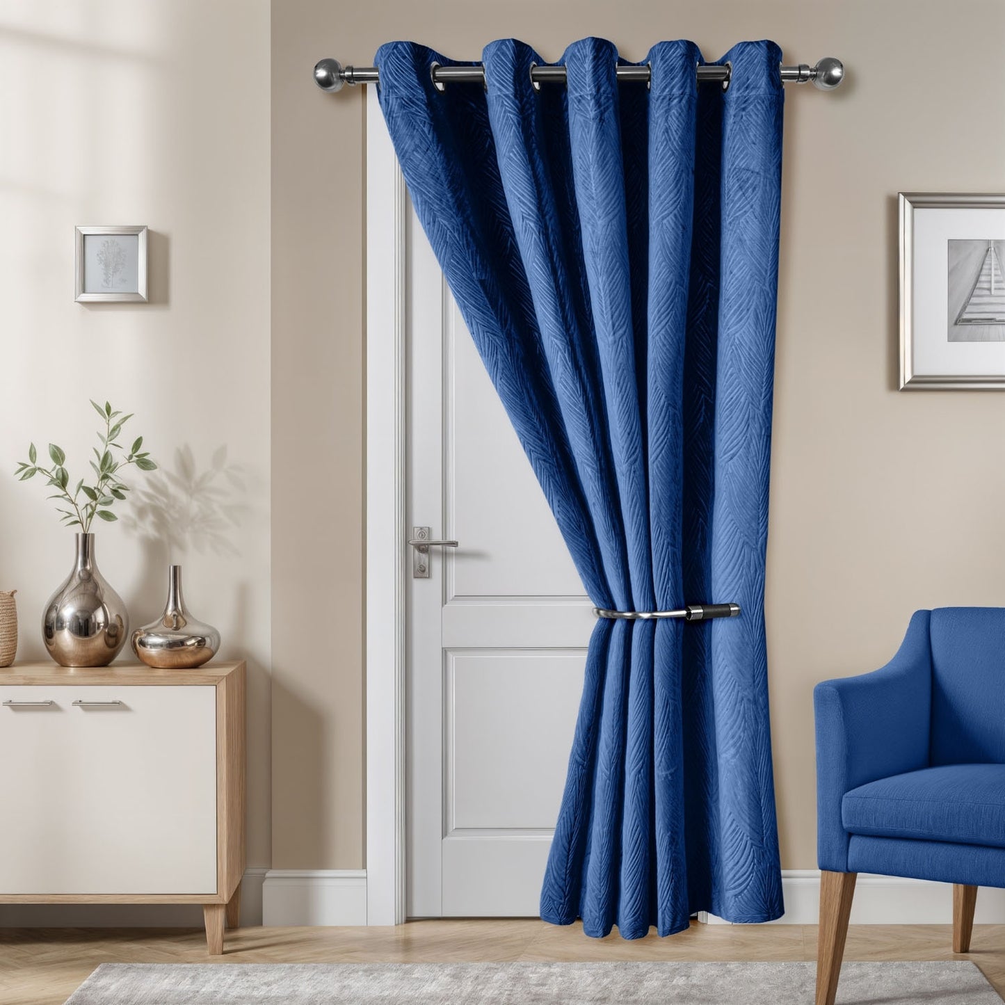 Twilight Navy Blue Velvet Door Curtain