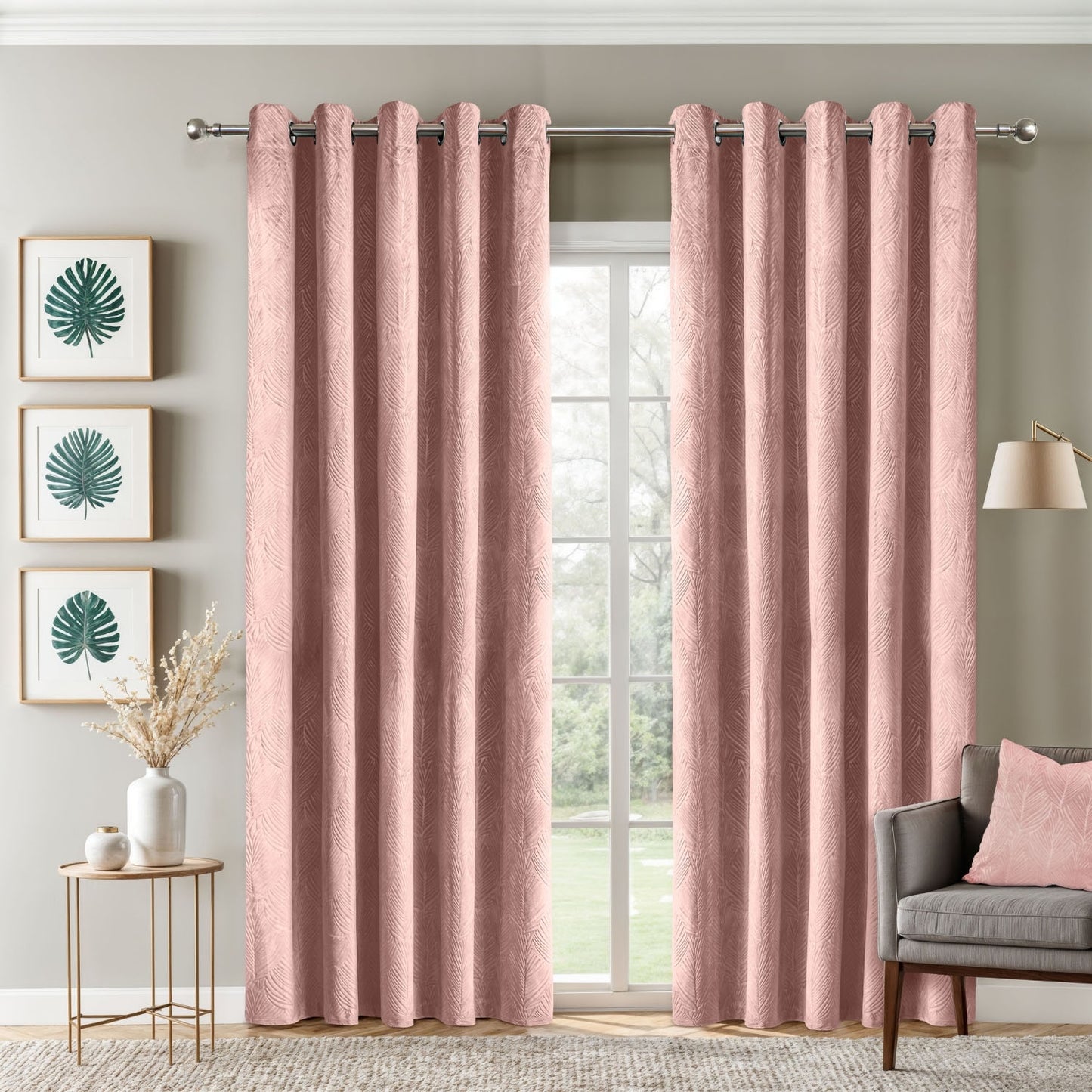 Twilight Blush Pink Velvet Blackout Curtains