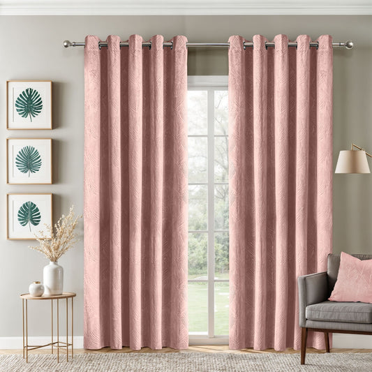 Twilight Blush Pink Velvet Blackout Curtains