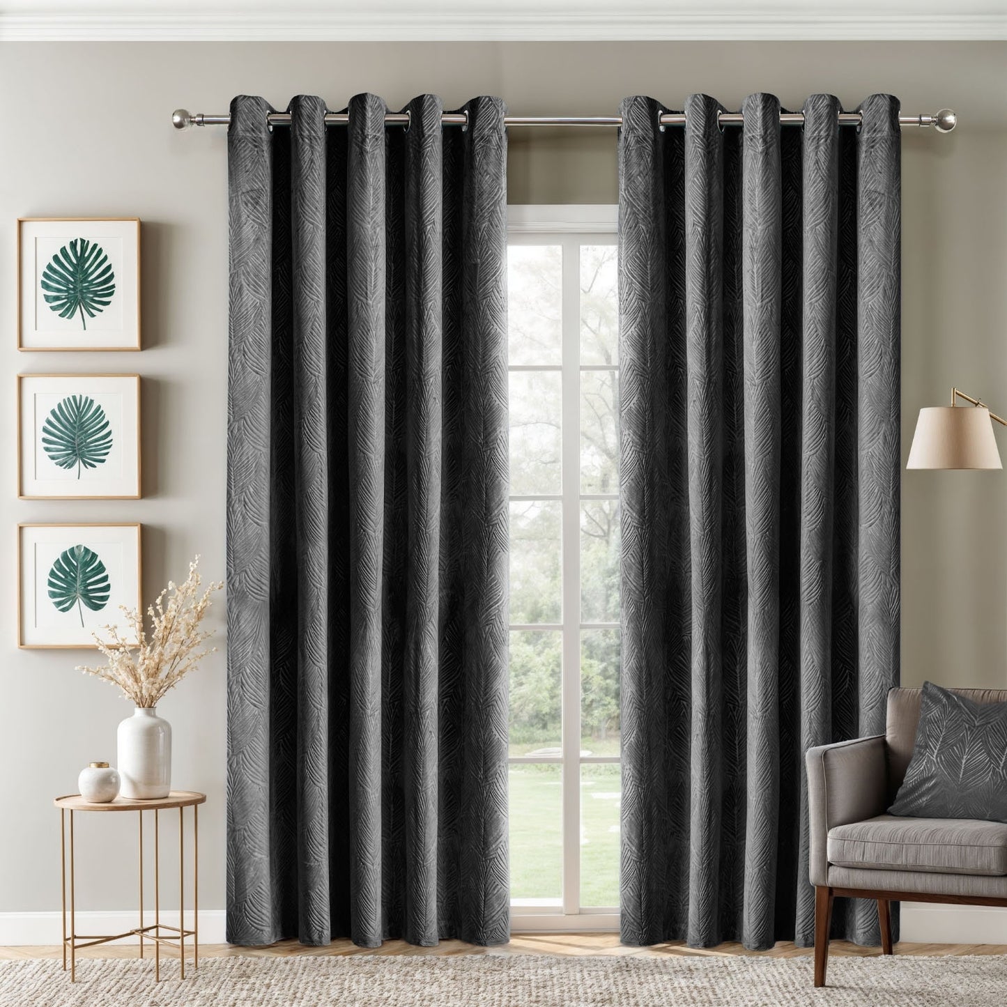 Twilight Charcoal Velvet Blackout Curtains
