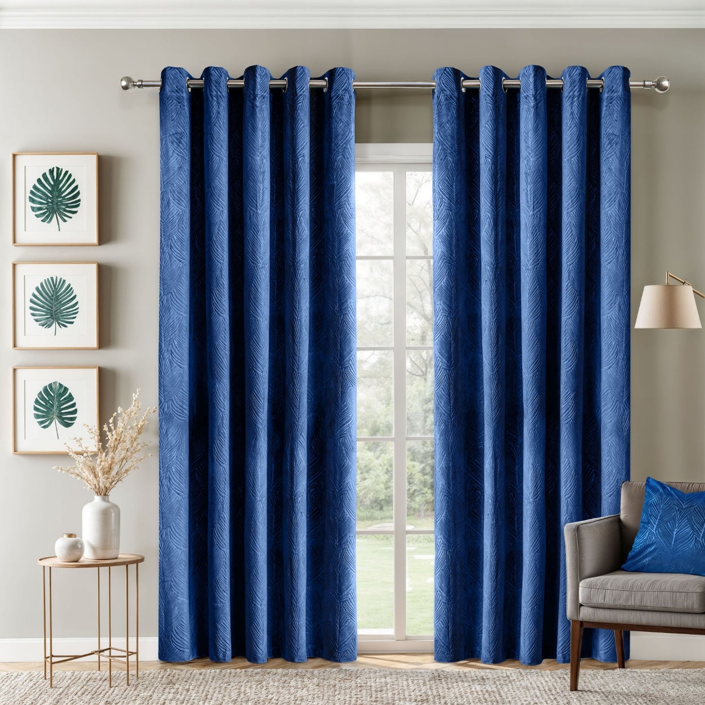 Twilight Navy Blue Velvet Blackout Curtains