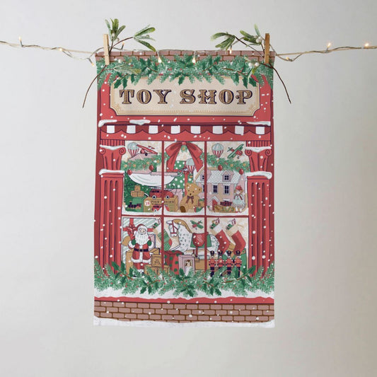 Christmas Toy Shop Cotton Tea Towel