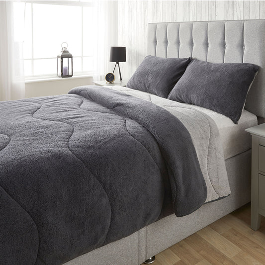 Charcoal Teddy Fleece Coverless Duvet and Pillowcases