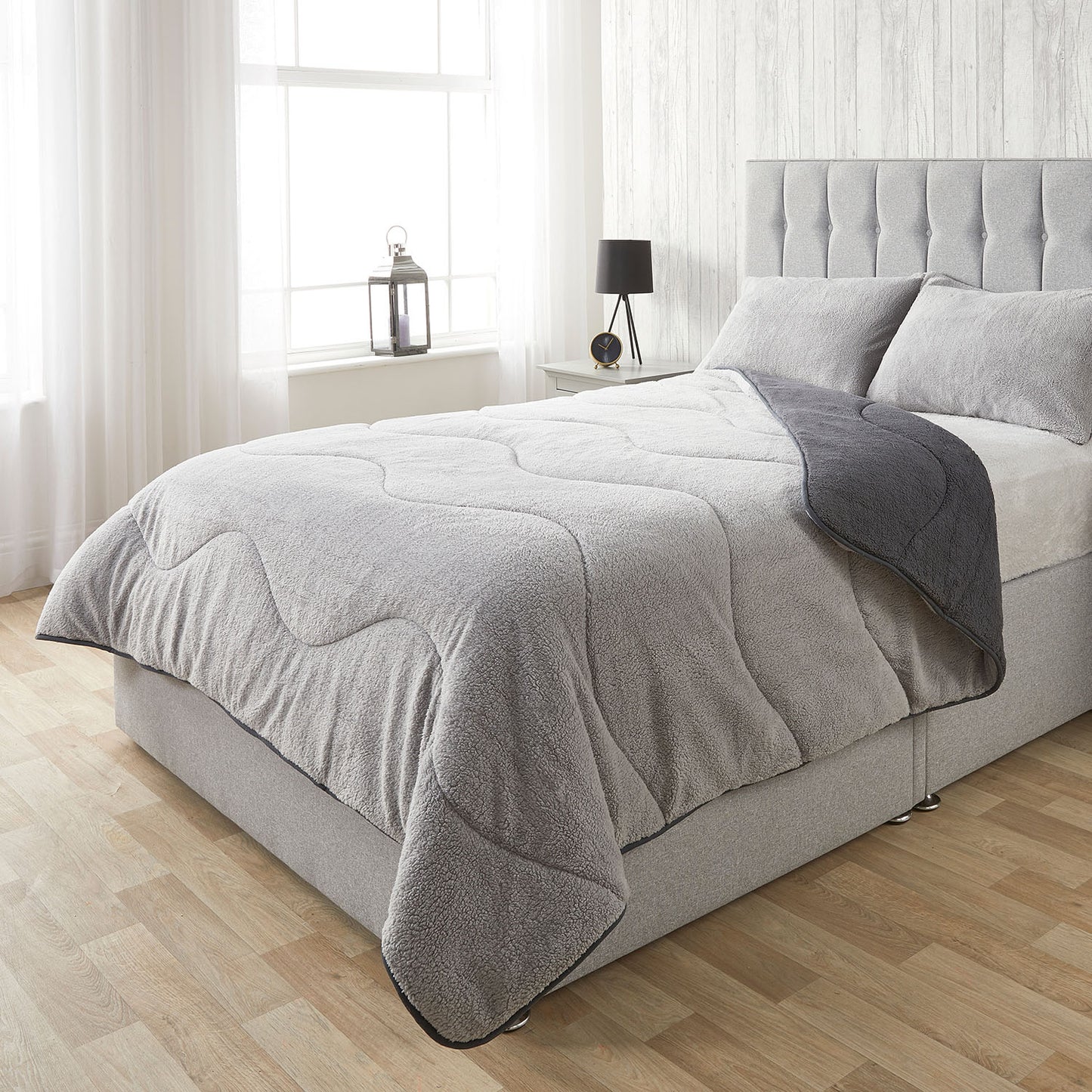 Charcoal Teddy Fleece Coverless Duvet and Pillowcases