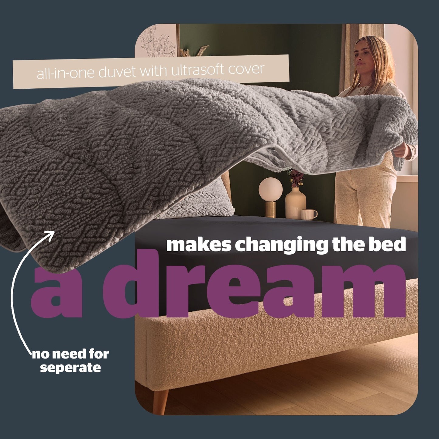 Silentnight Teddy Fleece Coverless 10.5 Tog Duvet set