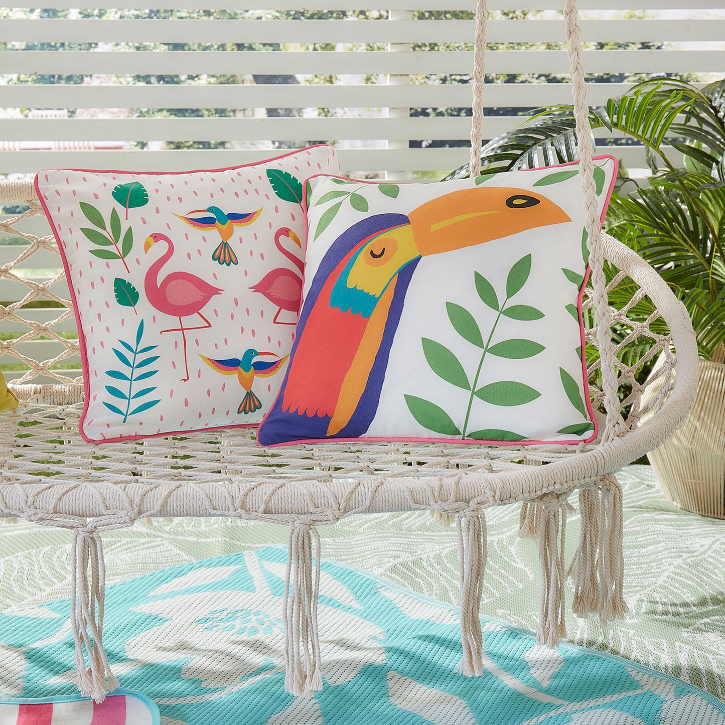 Tropical Flamingo Outdoor Cushion (43cm x 43cm)