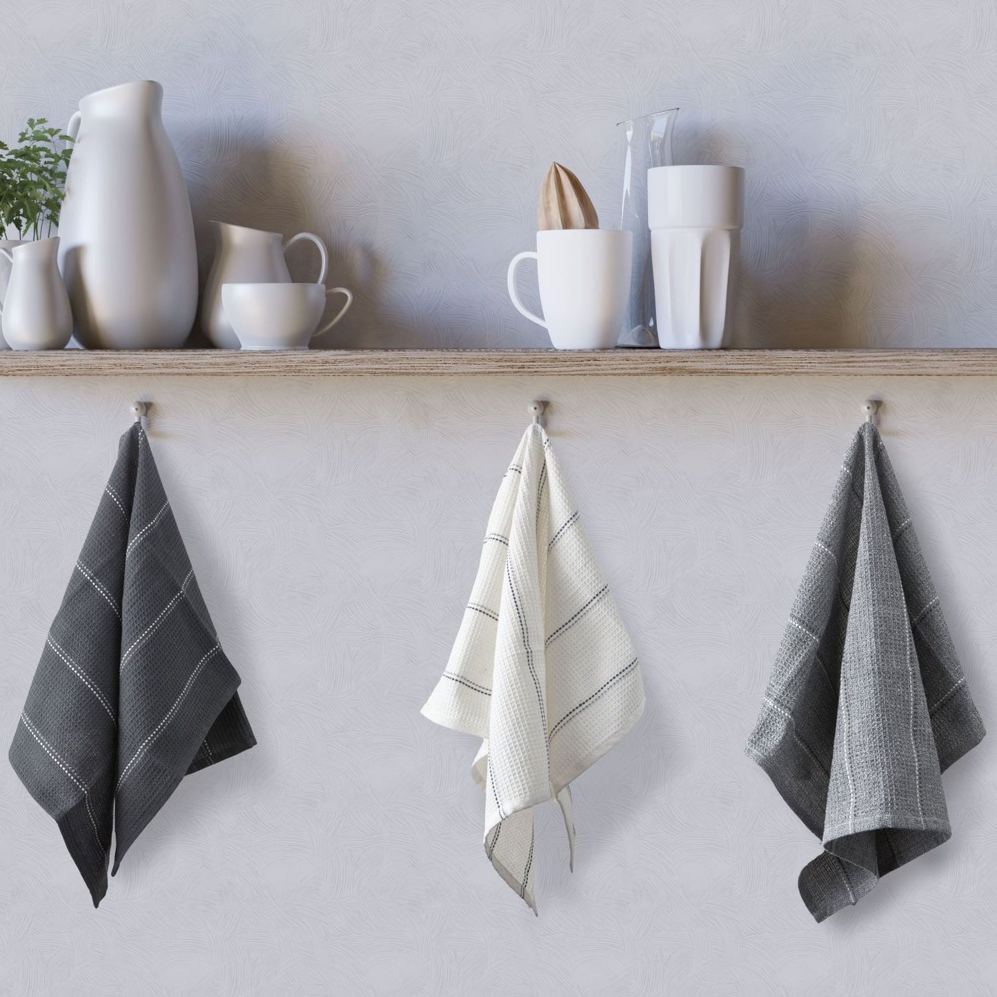 Utopia Grey 3 Pack Kitchen Tea Towel Set