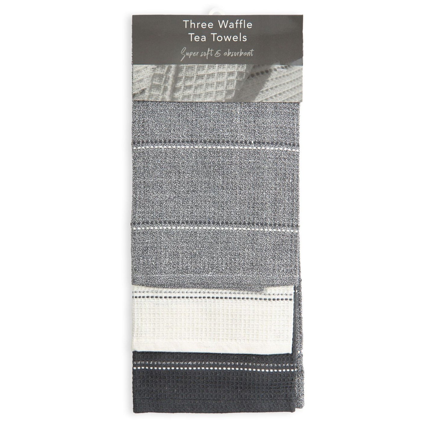 Utopia Grey 3 Pack Kitchen Tea Towel Set