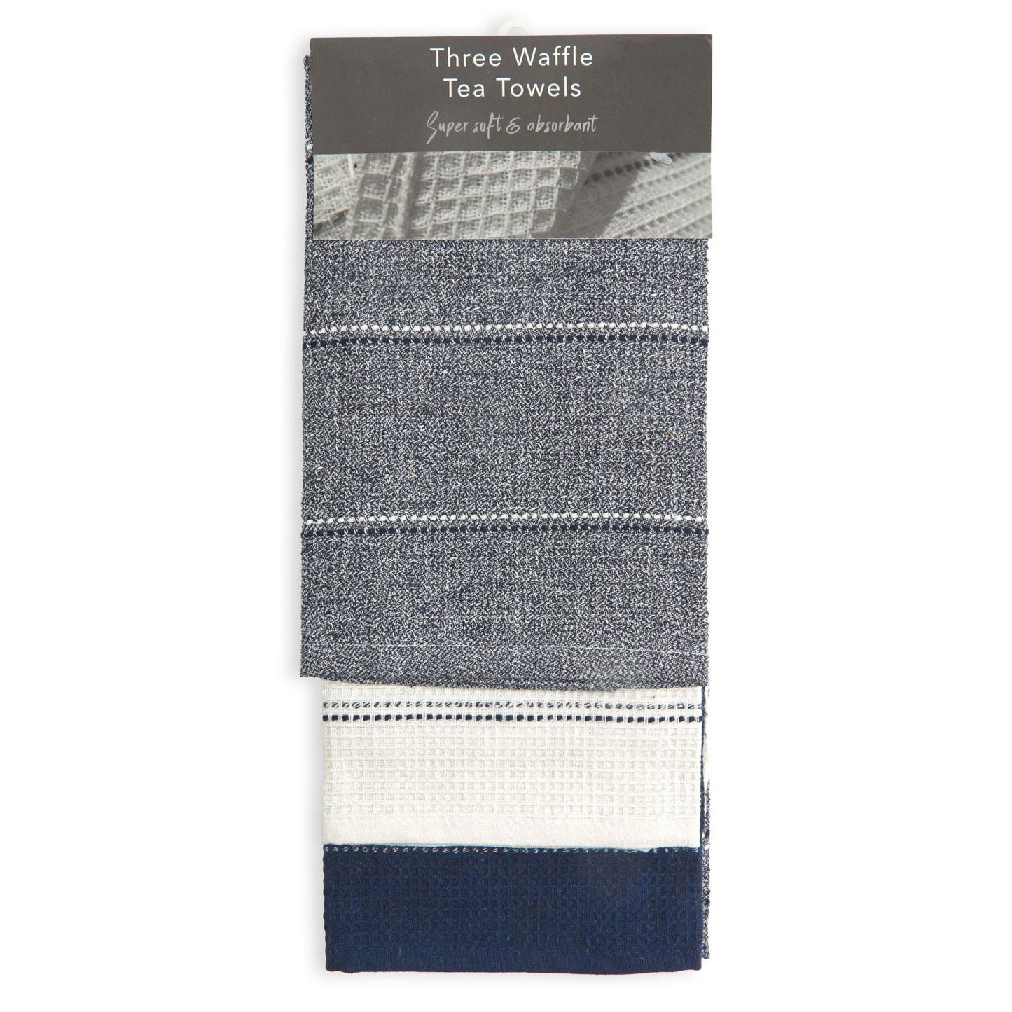 Utopia Navy Blue 3 Pack Kitchen Tea Towel Set