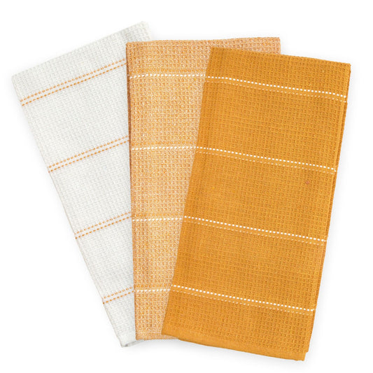 Utopia Ochre Yellow 3 Pack Kitchen Tea Towel Set