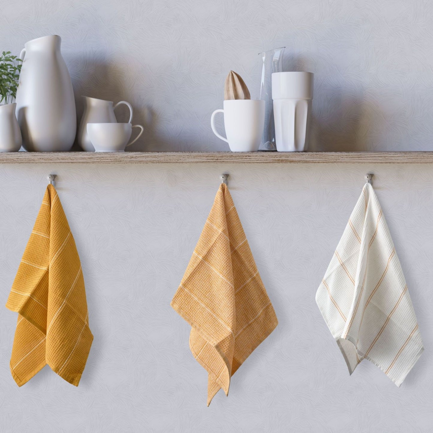 Utopia Ochre Yellow 3 Pack Kitchen Tea Towel Set