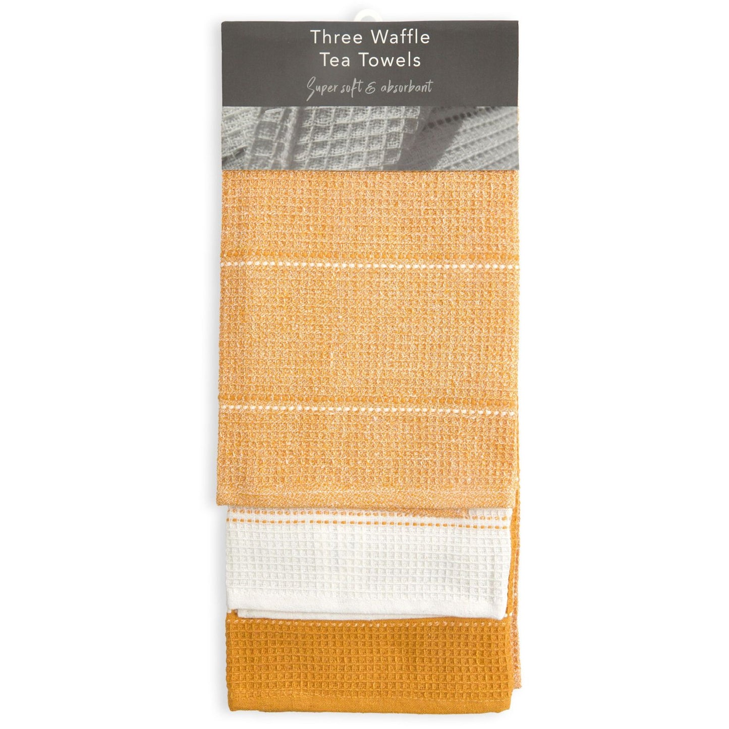 Utopia Ochre Yellow 3 Pack Kitchen Tea Towel Set