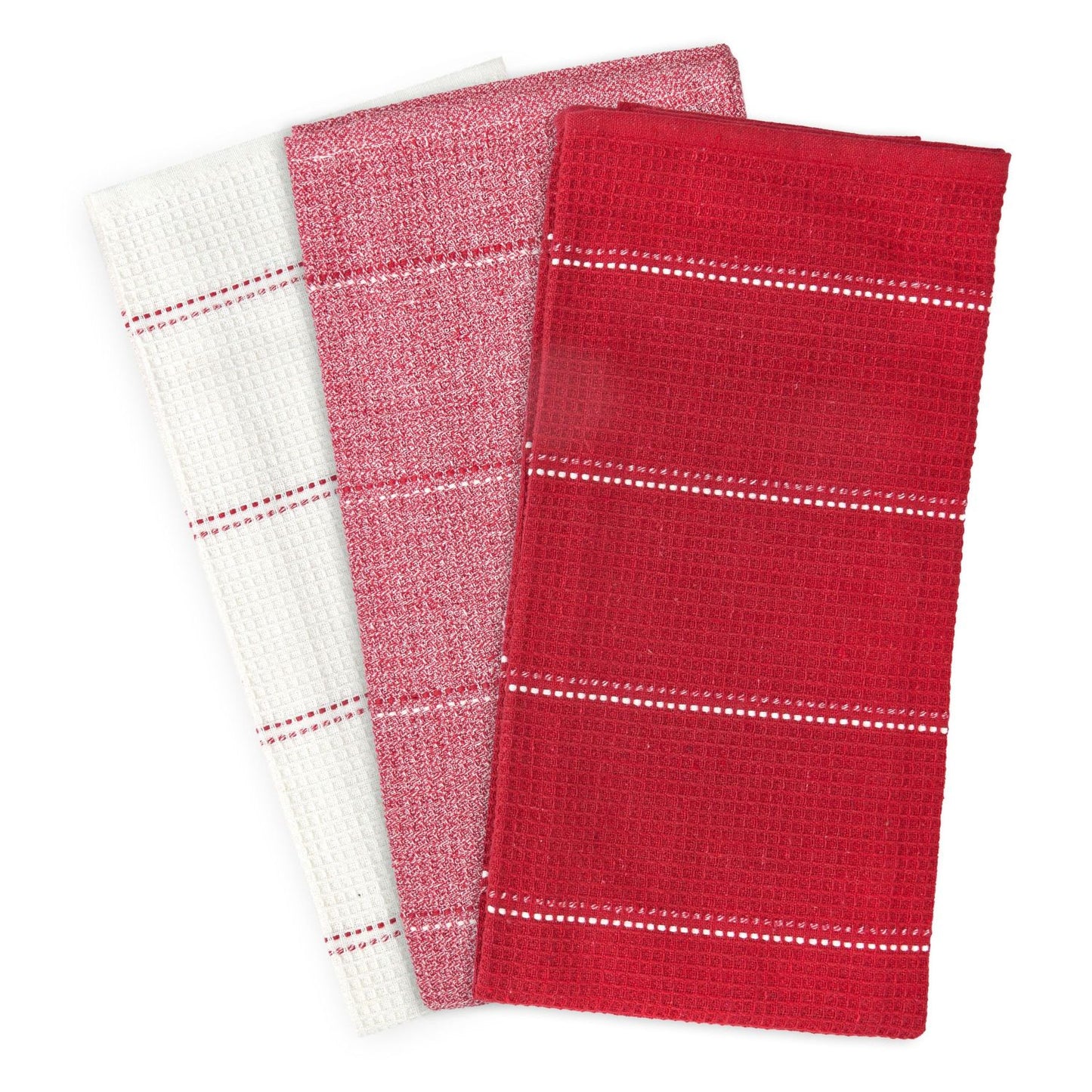 Utopia Red 3 Pack Kitchen Tea Towel Set