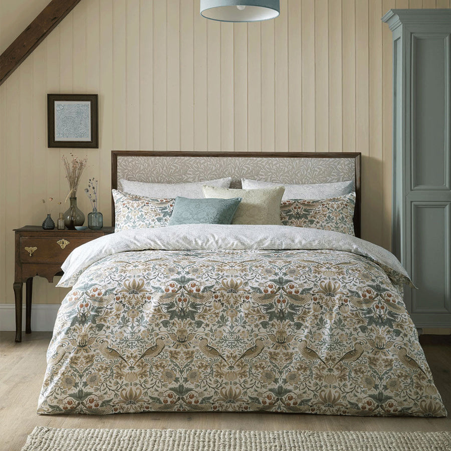 William Morris At Home Strawberry Thief Hessian Cotton Duvet Set