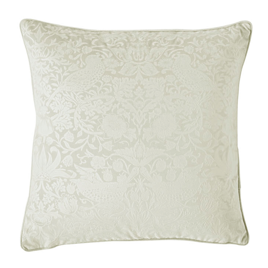 William Morris At Home Strawberry Thief Embossed Velvet Oyster Large Cushion