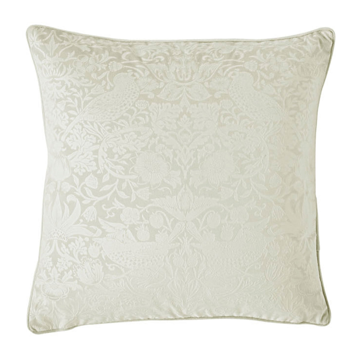 William Morris At Home Strawberry Thief Embossed Velvet Oyster Large Cushion