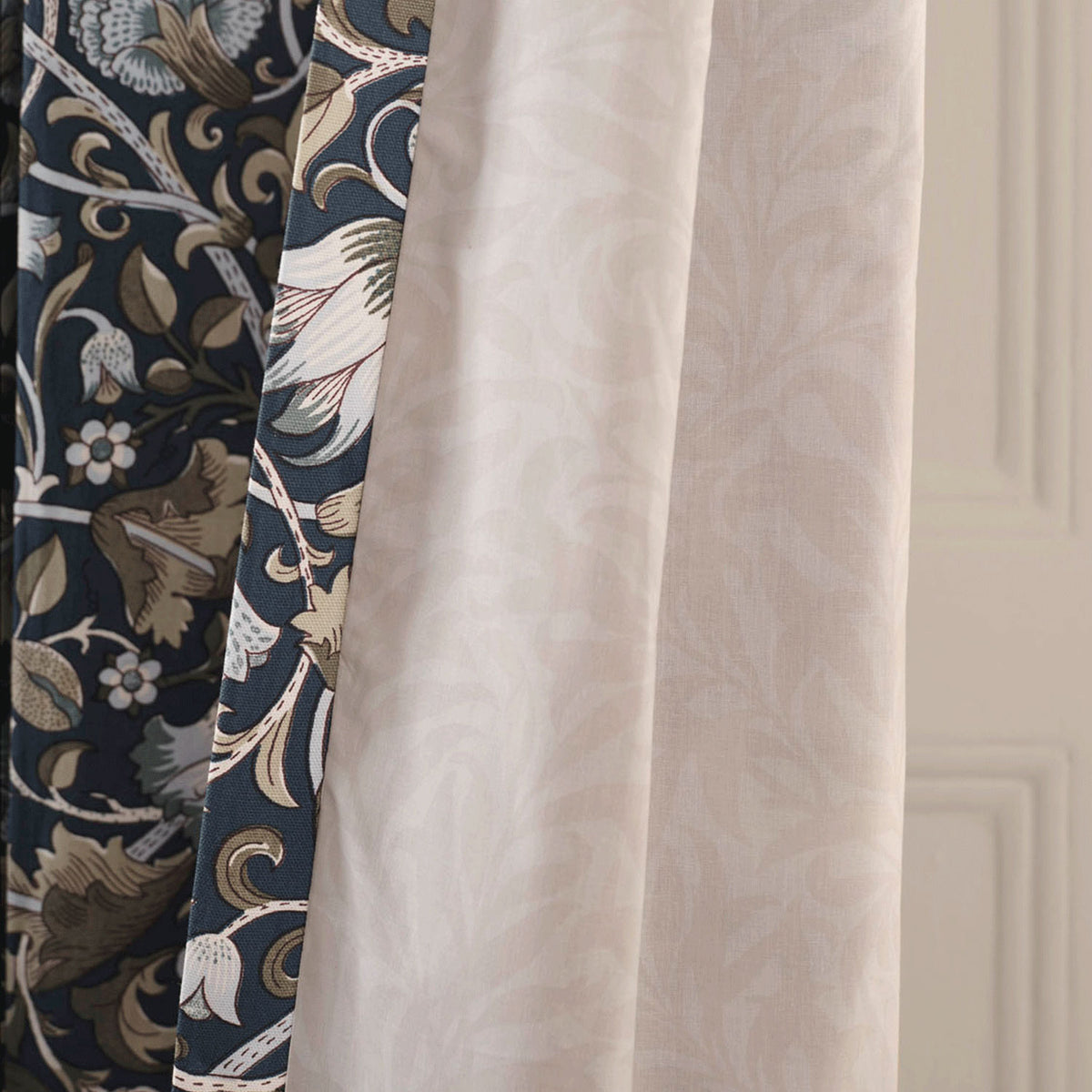 William Morris At Home Lodden Prussian Blue Eyelet Curtains