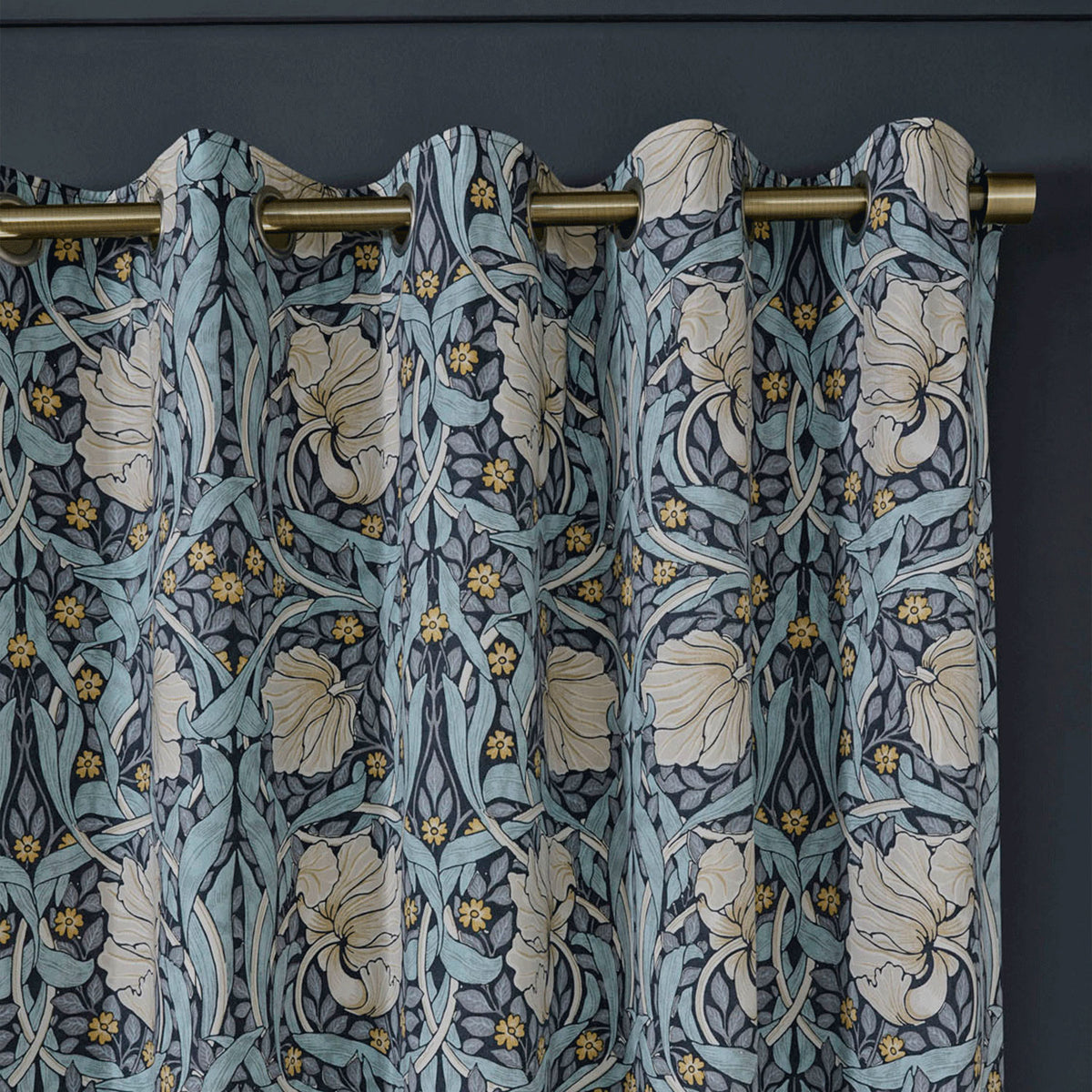 William Morris At Home Pimpernel Indigo Blackout Eyelet Curtains