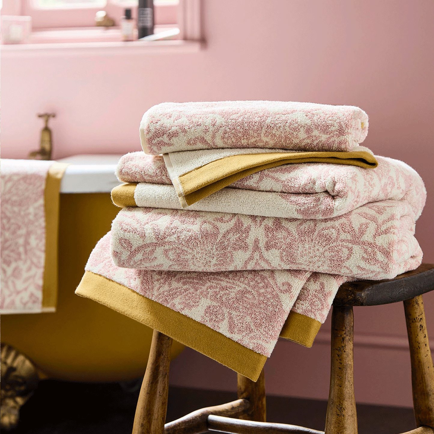 William Morris At Home Strawberry Thief Plaster Pink Towels