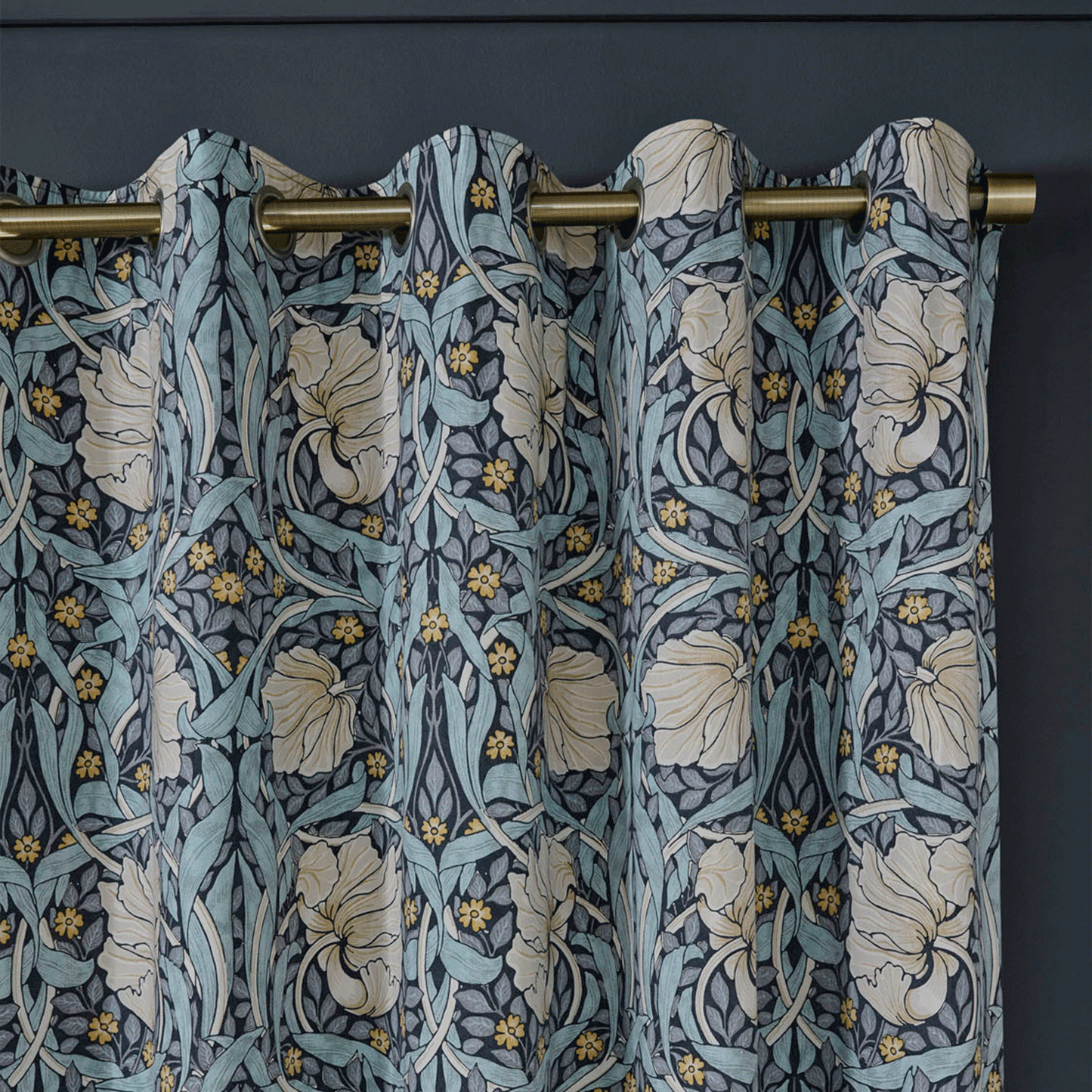 William Morris At Home Pimpernel Indigo Blackout Eyelet Curtains
