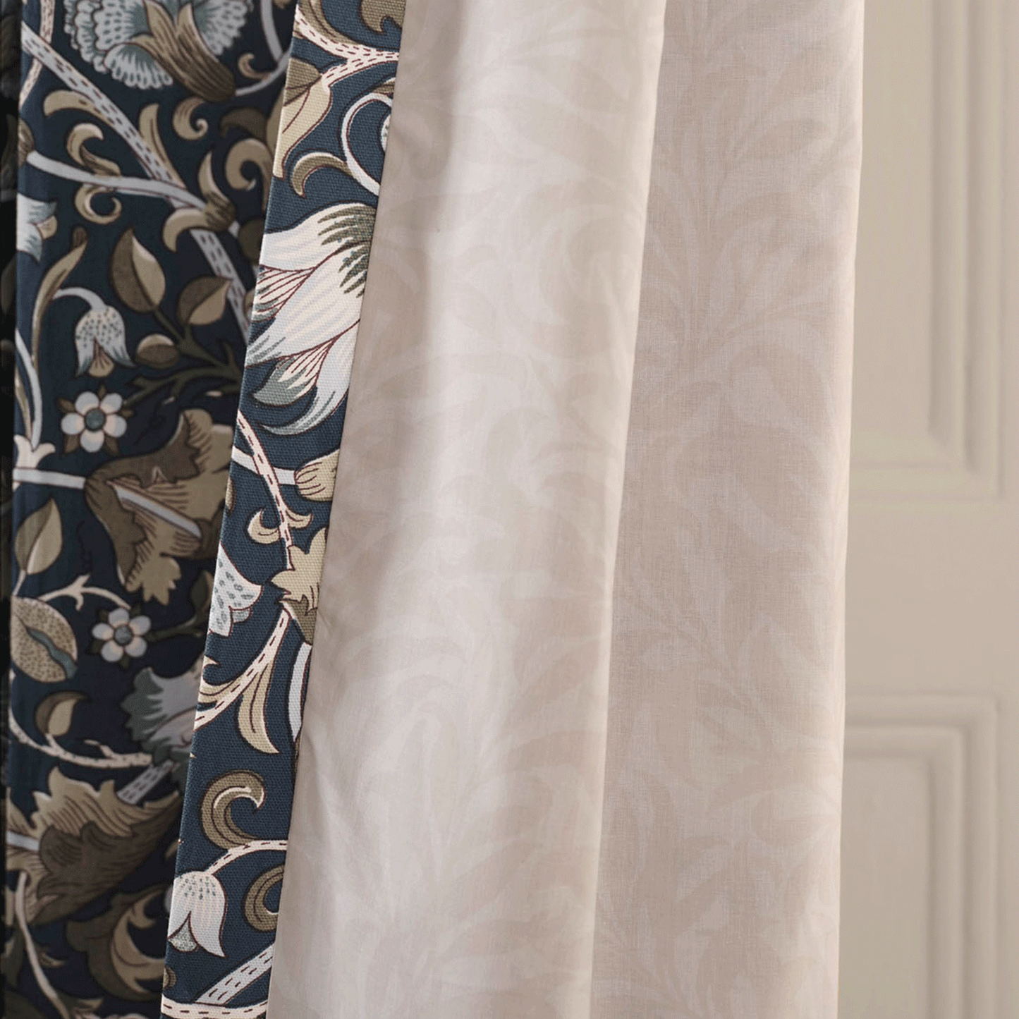 William Morris At Home Lodden Prussian Blue Eyelet Curtains