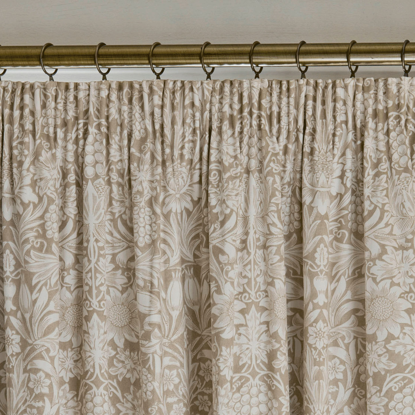 William Morris At Home Sunflower Hessian Natural Blackout Pencil Pleat Curtains