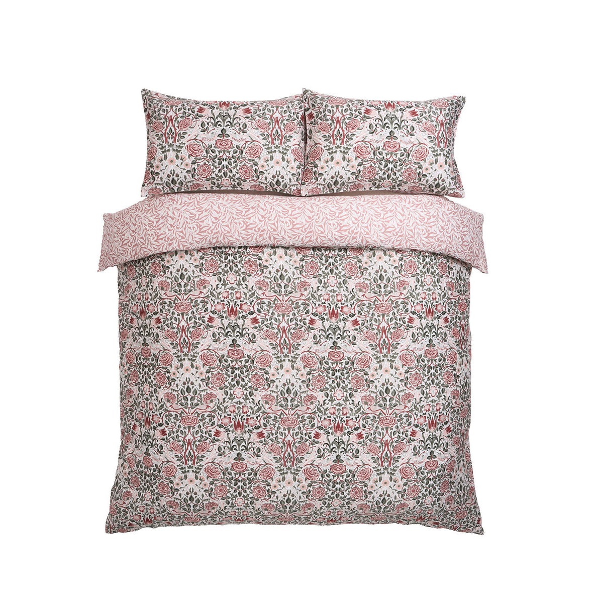 William Morris At Home Rose Brick Pink-Sage Cotton Duvet Set