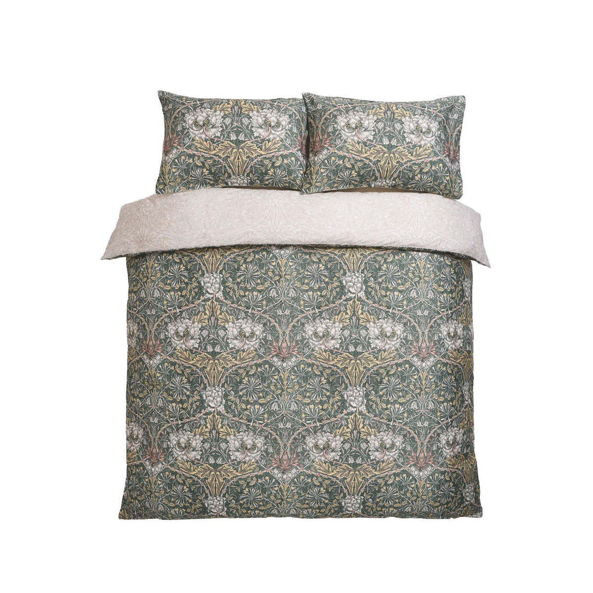 William Morris At Home Honeysuckle & Tulip Sage-Plaster Cotton Duvet Set