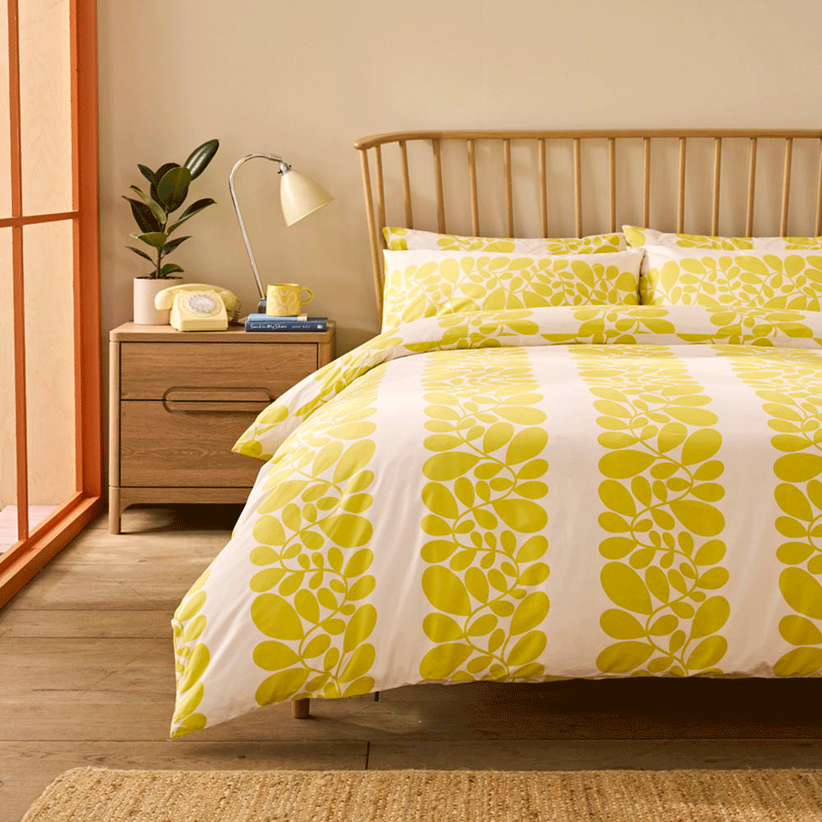 Orla Kiely Sycamore Stripe Yellow 200TC Cotton Duvet Set