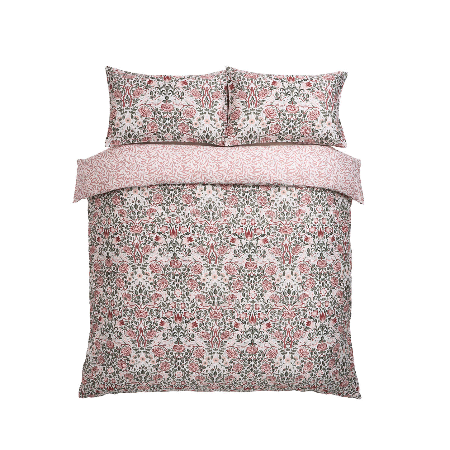 William Morris At Home Rose Brick Pink-Sage Cotton Duvet Set