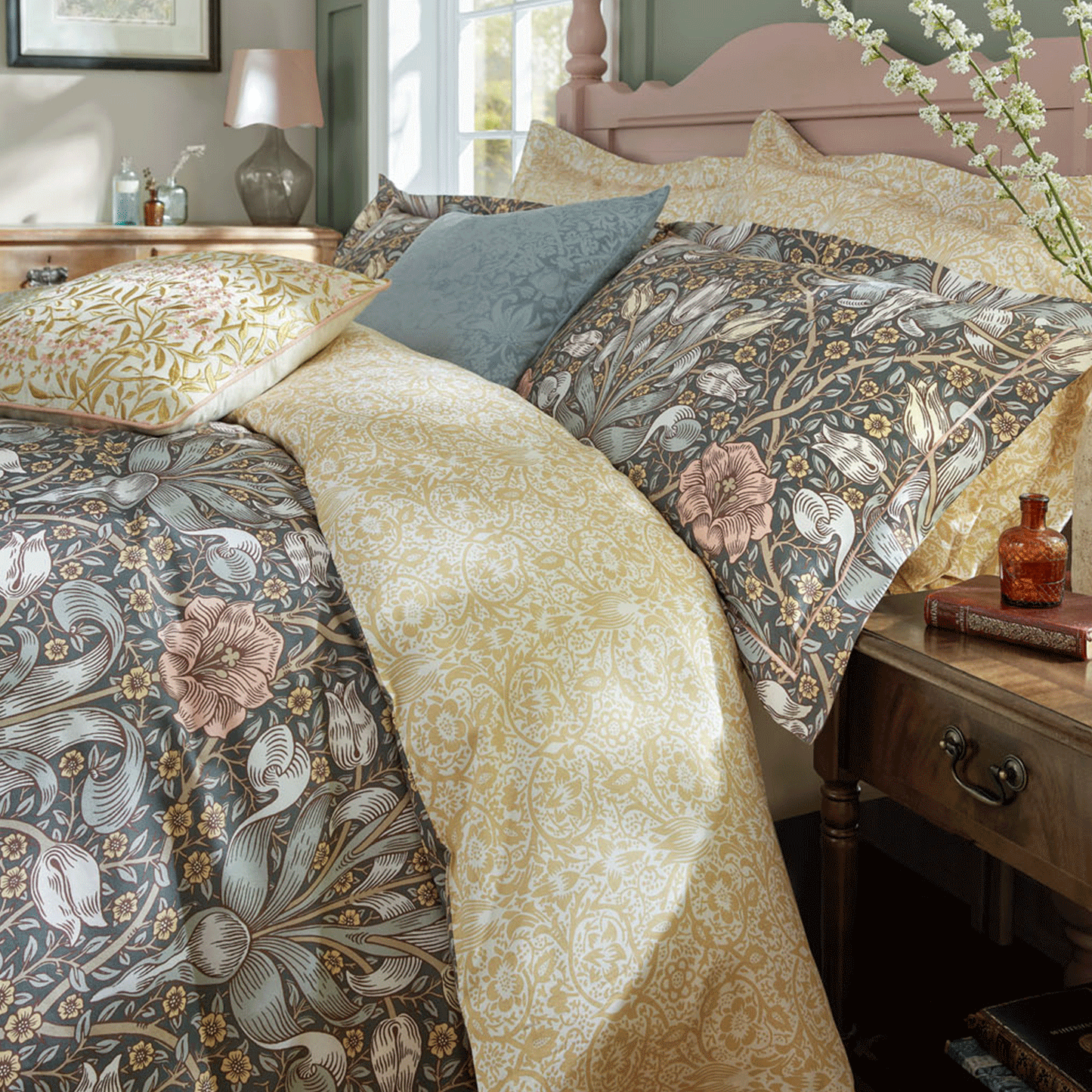 William Morris At Home Spring Thicket Mineral Cotton Duvet Set