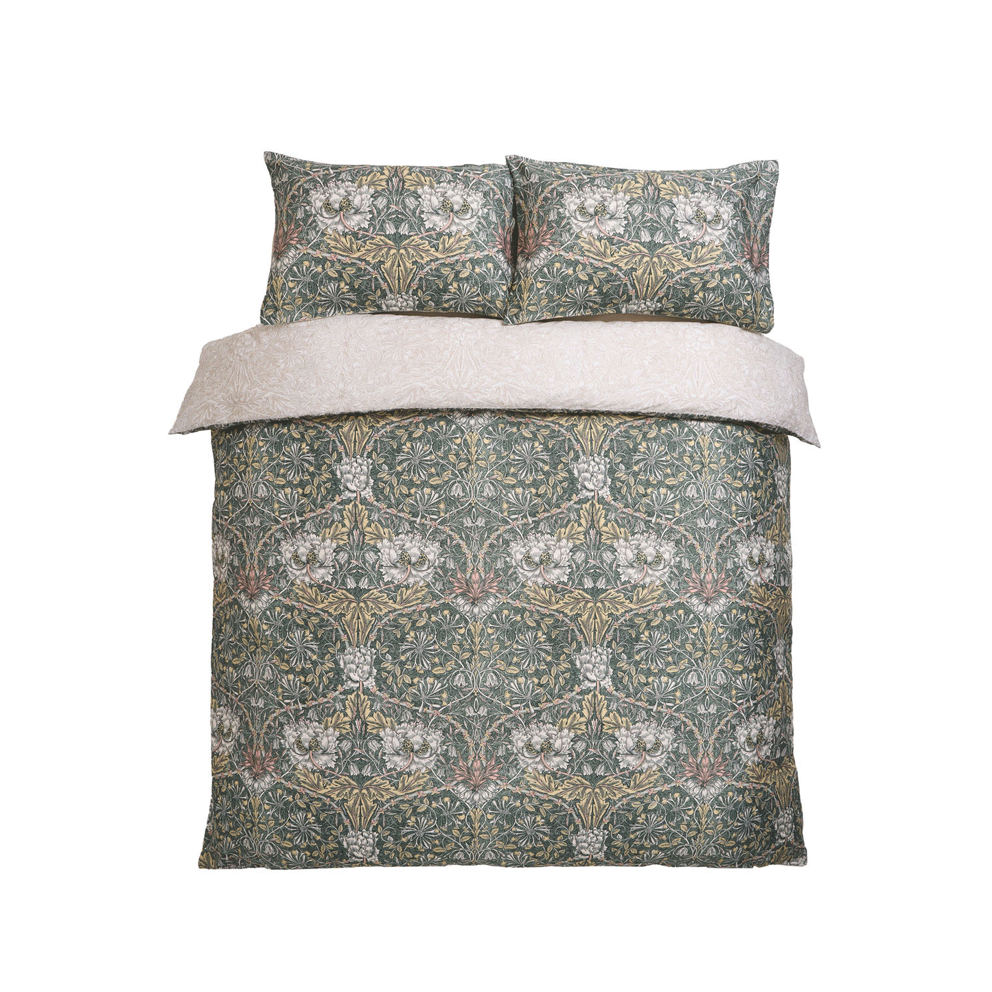 William Morris At Home Honeysuckle & Tulip Sage-Plaster Cotton Duvet Set